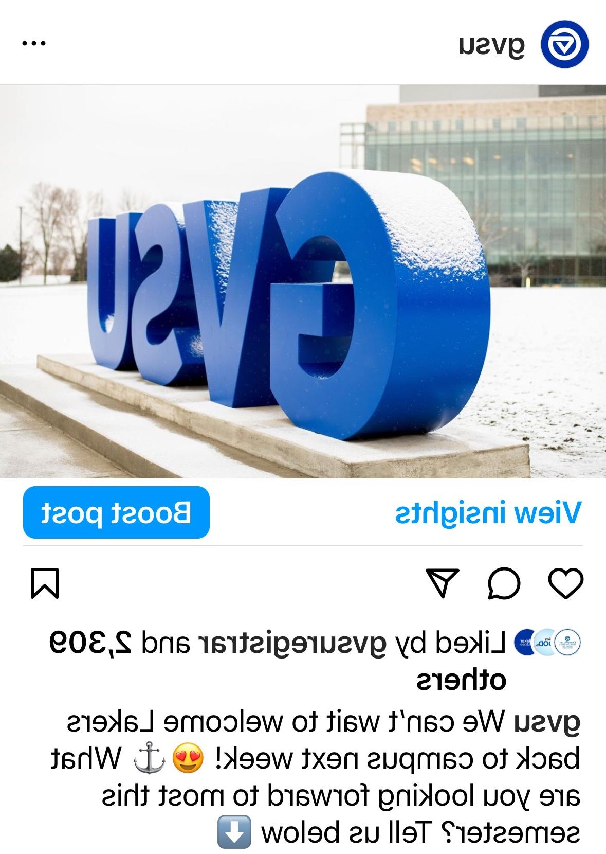 GVSU Instagram帖子示例